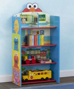 Delta Children Sesame Street Wooden Playhouse 4-Shelf Bookcase For Kids Sale
