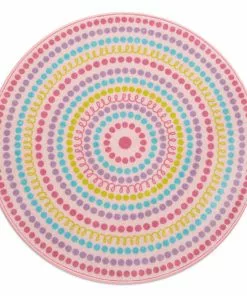 Delta Children Rainbow Dot Round Area Rug For Kids, 39-Inch Rugs