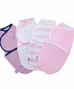 Delta Children Little Lambs Adjustable Swaddle Wrap - Size Extra Small, Fits Babies 0-3 Months/4-7 Lbs., 4-Pack Swaddles