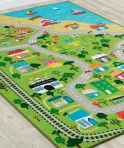 Delta Children Extra Large Road Map Activity Rug For Girls And Boys - 78-inch L X 54-inch W