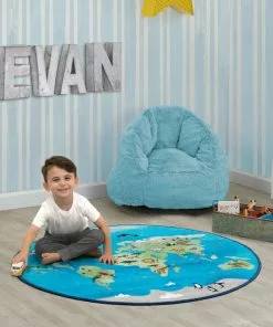 Delta Children World Map Round Area Rug For Kids, 39-Inch